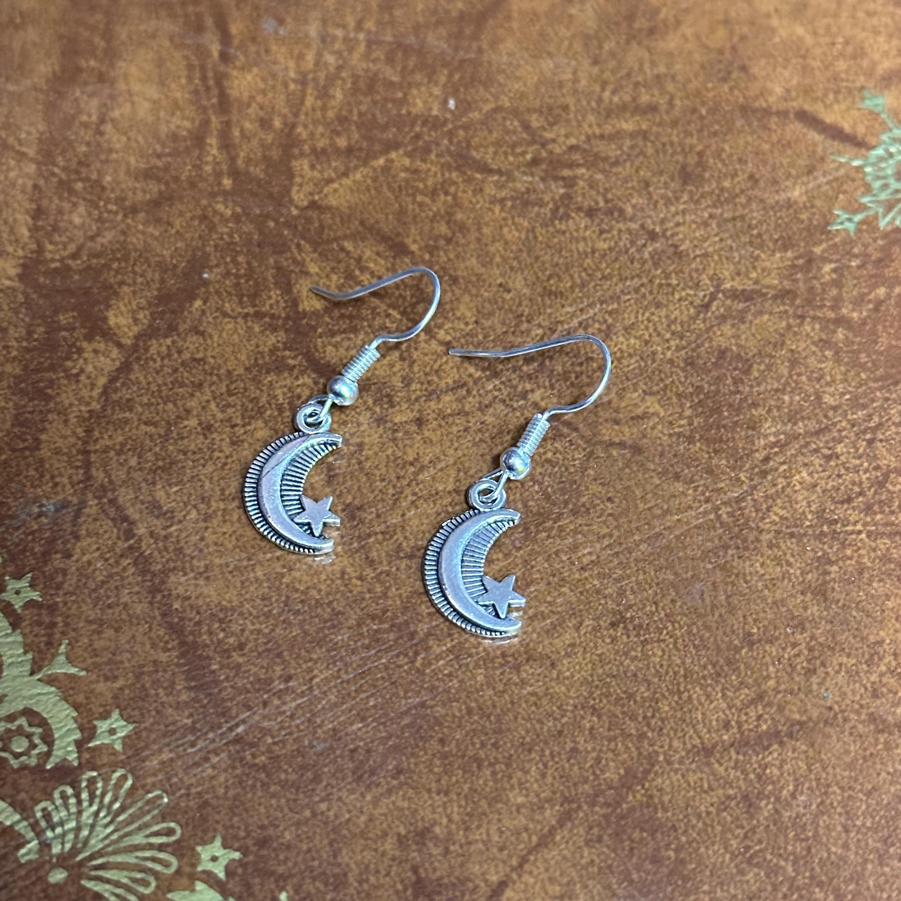 Moon Shell Charm Drop Earrings