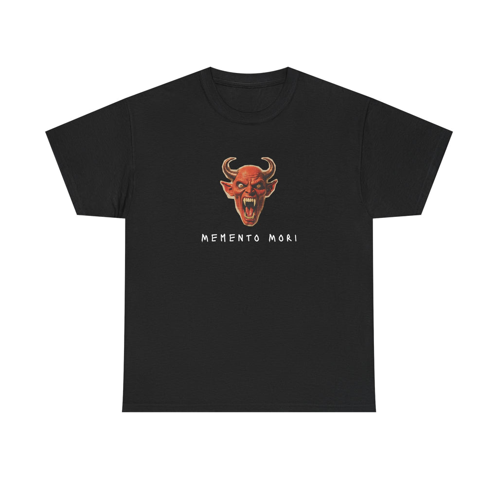 Memento Mori Devil Printed T-Shirt 100% Cotton Halloween Scary Satan Tee Gift Black