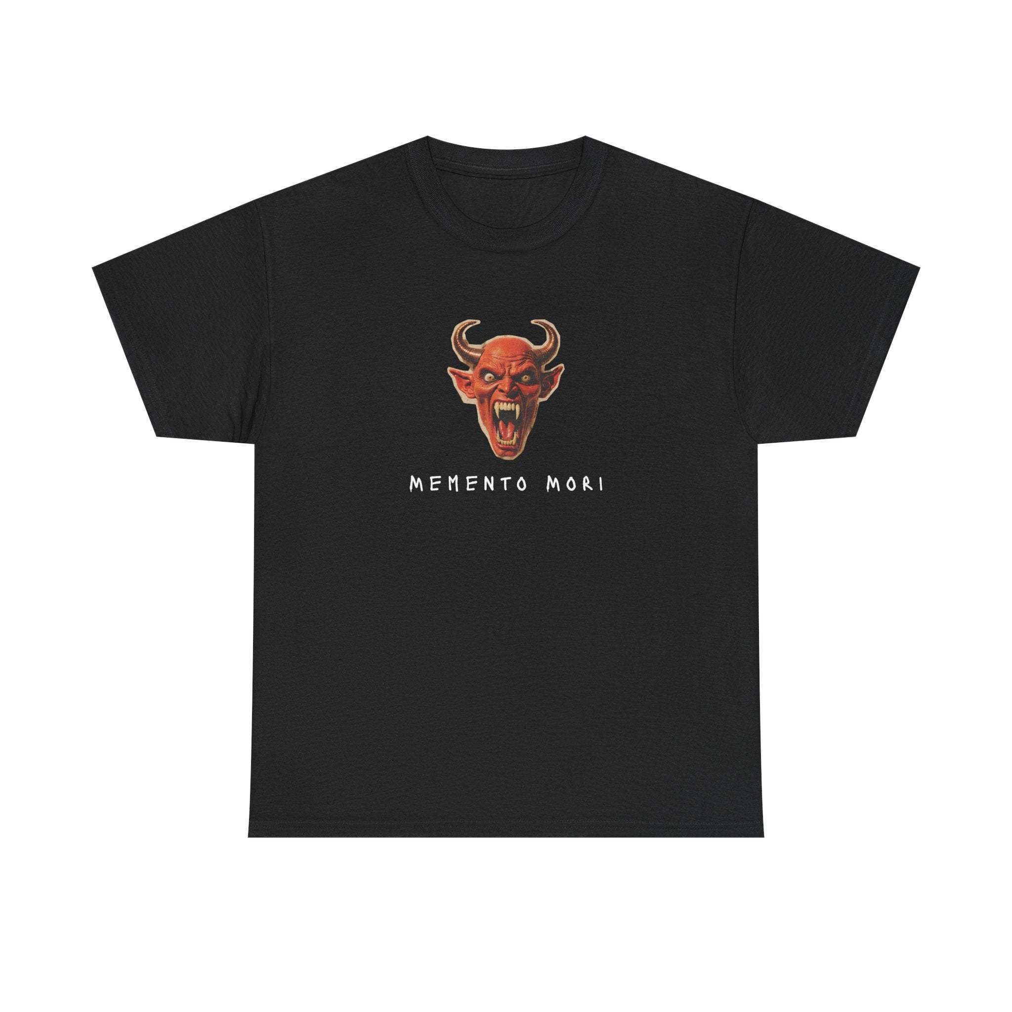 Memento Mori Devil Printed T-Shirt 100% Cotton Halloween Scary Satan Tee Gift Black