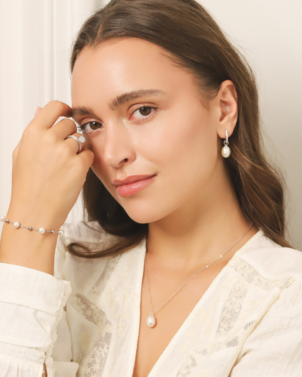 Large Pearl Pendant Necklace in Sterling Silver
