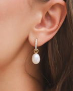 Pearl Hoop Drop Earrings with Removable Pearls in 18k Gold Vermeil