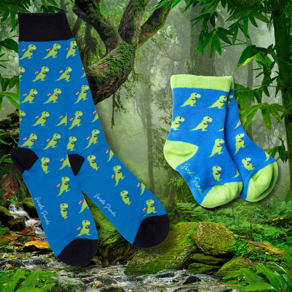 T-Rex Matching Bamboo Socks (Adult & Child) UK 7-11 (US 8-12 EU 40-47)