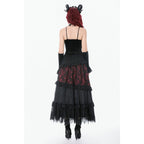 Dark in Love Gothic Black & Red Velvet Lace Corset