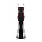 Dark in Love Lilith Red & Black Mesh Panel Goth Gown