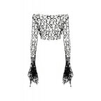 Dark in Love Morana Mesh Crochet Knit Bell Sleeve Crop Top