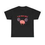 Thinking Brain Printed T-Shirt 100% Cotton Novelty Funny Weightlifting Brainy Tee Gift Black