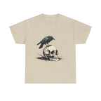 Skull & Crow Printed 100% Cotton Goth Biker Tattoo T-Shirt Halloween Tee Sand