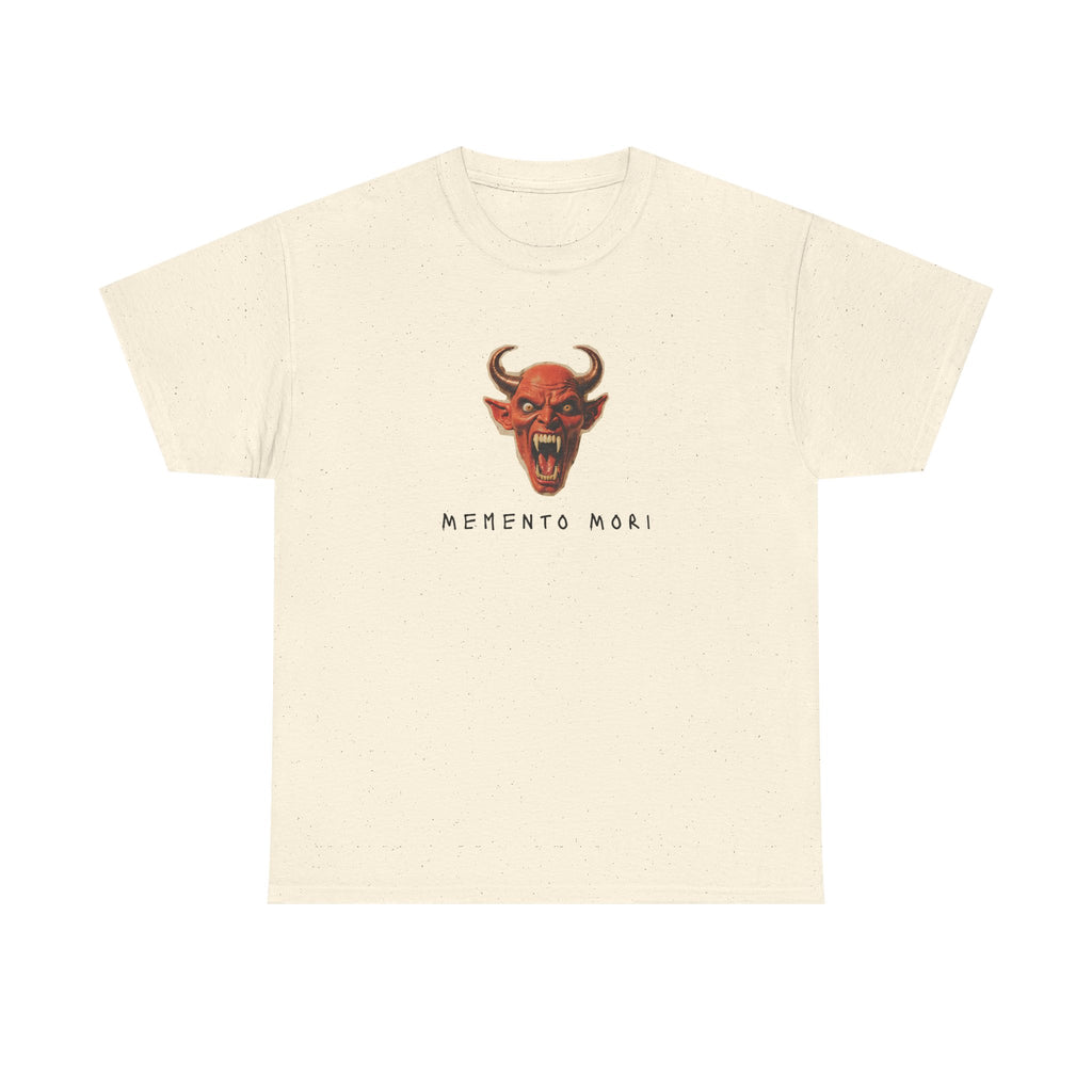Memento Mori Devil Printed T-Shirt 100% Cotton Halloween Scary Satan Tee Gift Natural