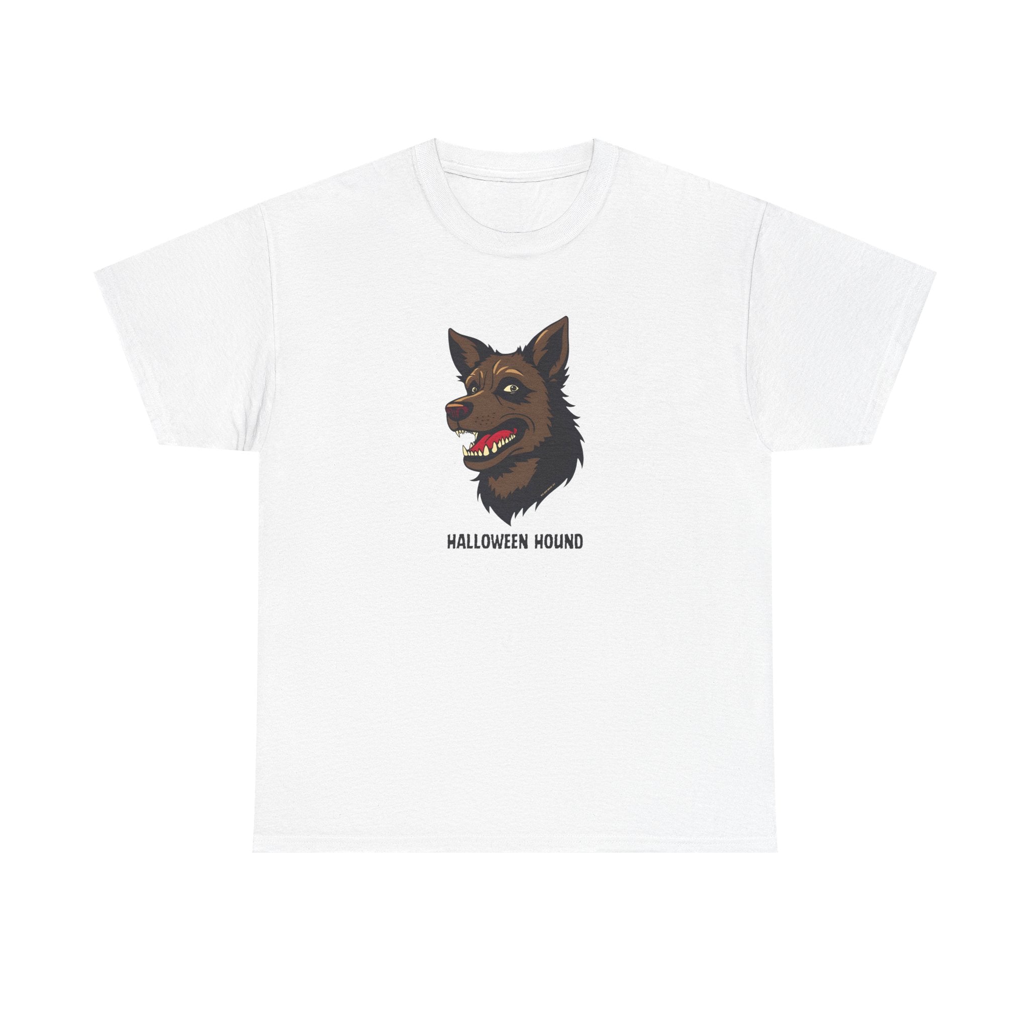 Halloween Hound Printed T-Shirt 100% Cotton Novelty Scary Halloween Dog Tee White