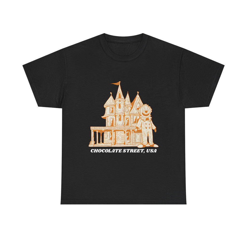Chocolate Street USA Printed T-Shirt 100% Cotton Retro American Tee Black