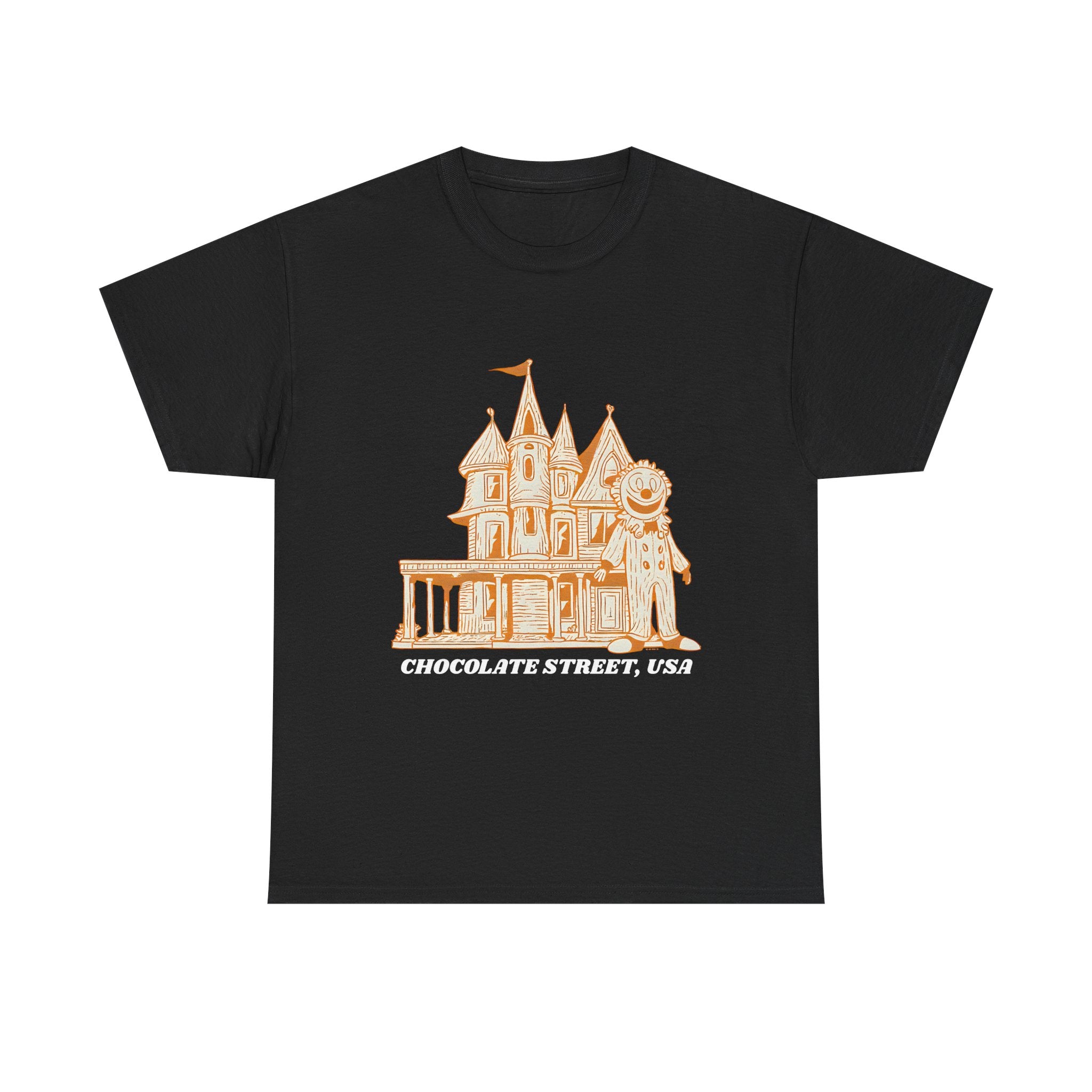 Chocolate Street USA Printed T-Shirt 100% Cotton Retro American Tee Black