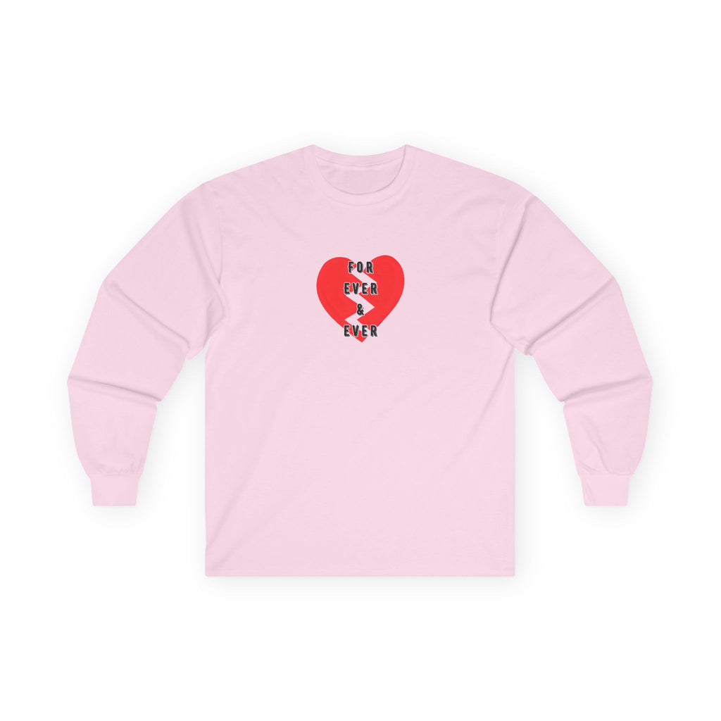 For Ever & Ever Broken Heart Long Sleeve Tee 100% Cotton Retro Heart T-Shirt Emo Goth Alternative Gift Light Pink