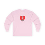 For Ever & Ever Broken Heart Long Sleeve Tee 100% Cotton Retro Heart T-Shirt Emo Goth Alternative Gift Light Pink