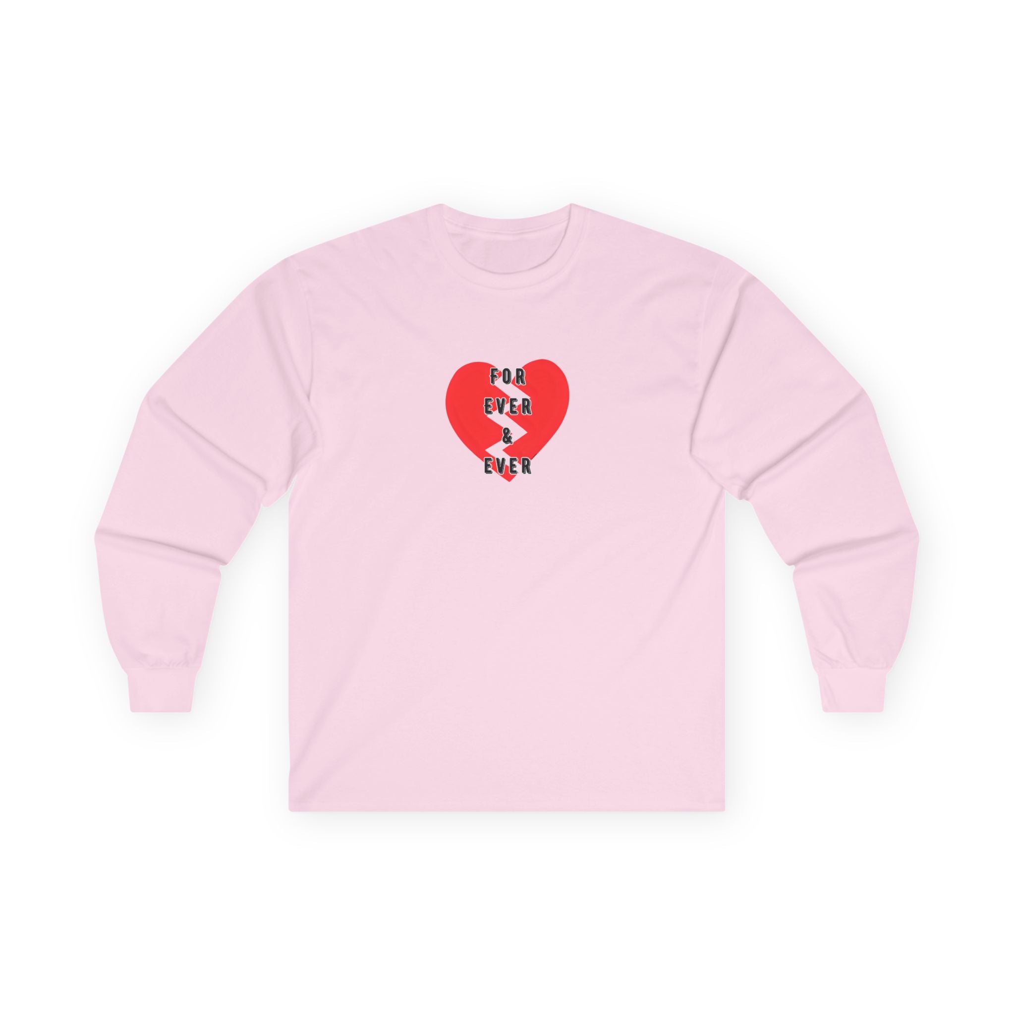 For Ever & Ever Broken Heart Long Sleeve Tee 100% Cotton Retro Heart T-Shirt Emo Goth Alternative Gift Light Pink