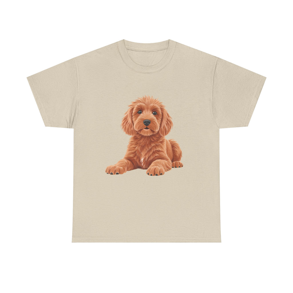 Brown Cockapoo Printed T-Shirt 100% Cotton Novelty Cute Dog Tee Gift Sand