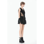 Dark in Love Punk Eyelet Lace Layered Mini Skirt