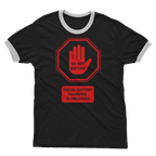 Do Not Disturb - Red Print Adult Ringer T-Shirt Black White Unisex