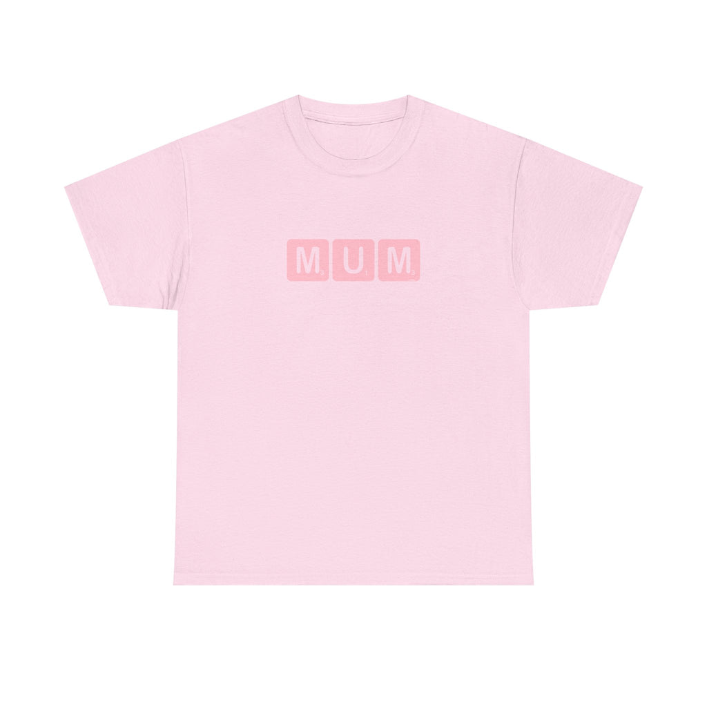Mum Word Game Printed T-Shirt 100% Cotton Novelty Puzzle Mum Mom Tee Birthday Mother's Day Gift Light Pink