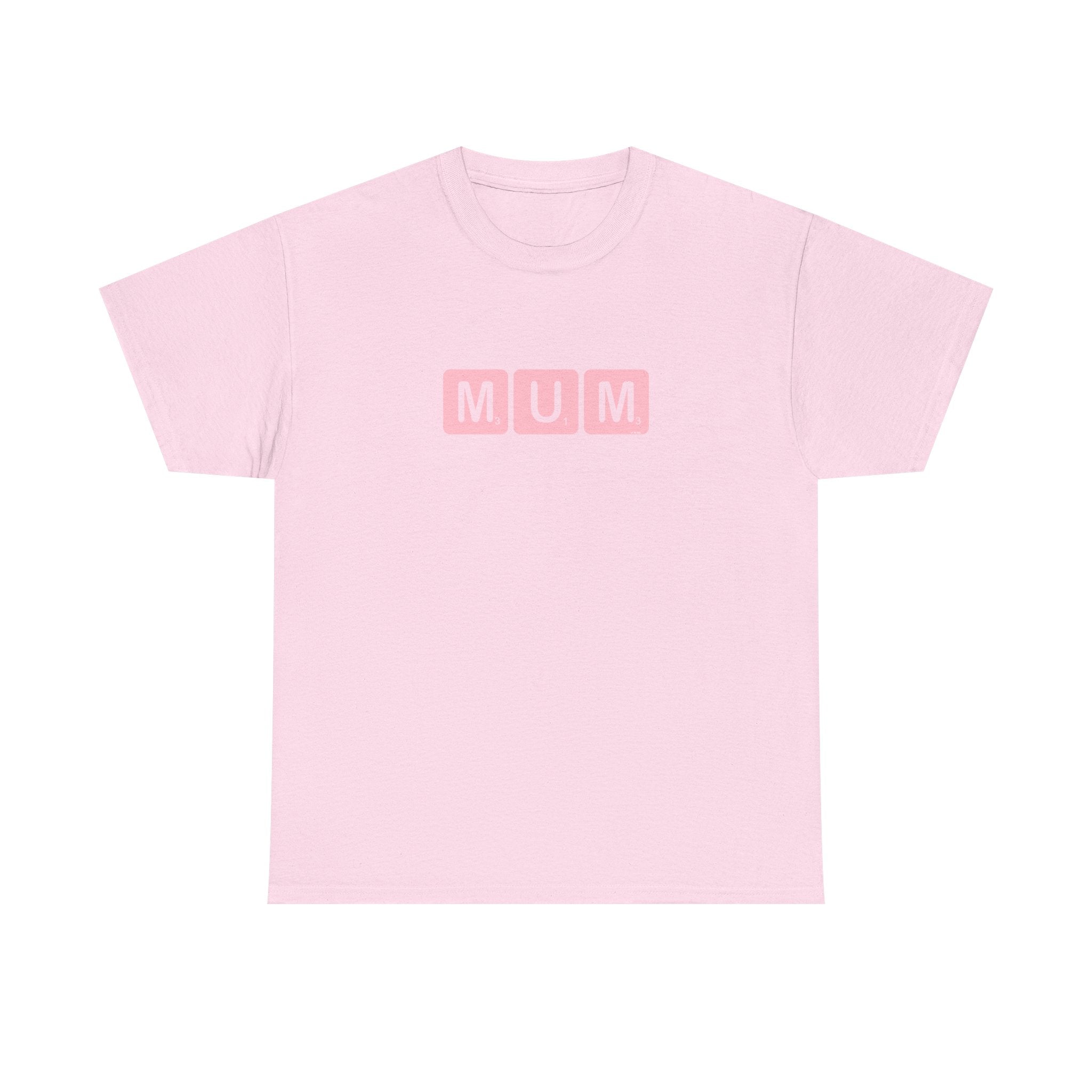 Mum Word Game Printed T-Shirt 100% Cotton Novelty Puzzle Mum Mom Tee Birthday Mother's Day Gift Light Pink