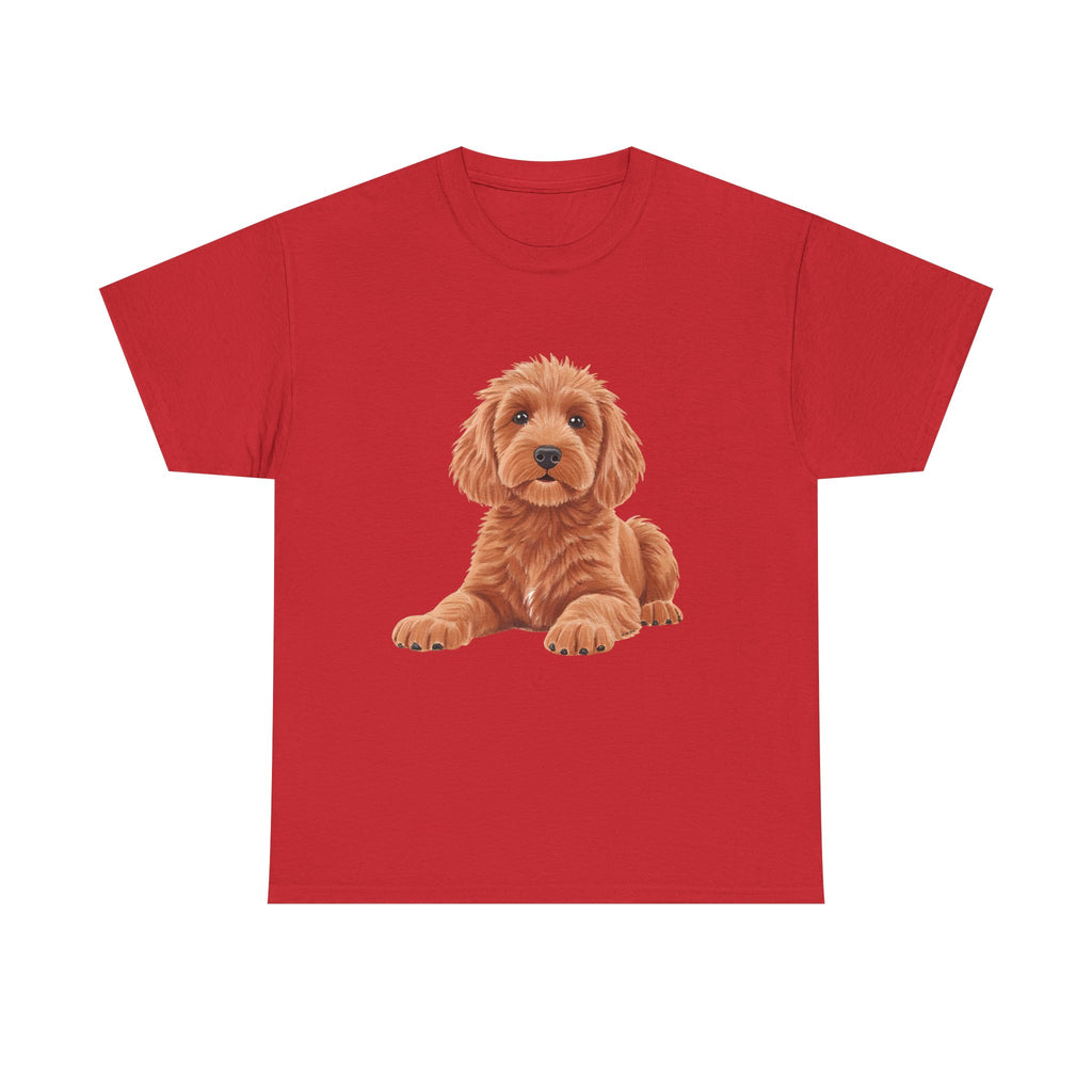 Brown Cockapoo Printed T-Shirt 100% Cotton Novelty Cute Dog Tee Gift Red