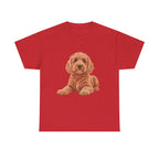 Brown Cockapoo Printed T-Shirt 100% Cotton Novelty Cute Dog Tee Gift Red