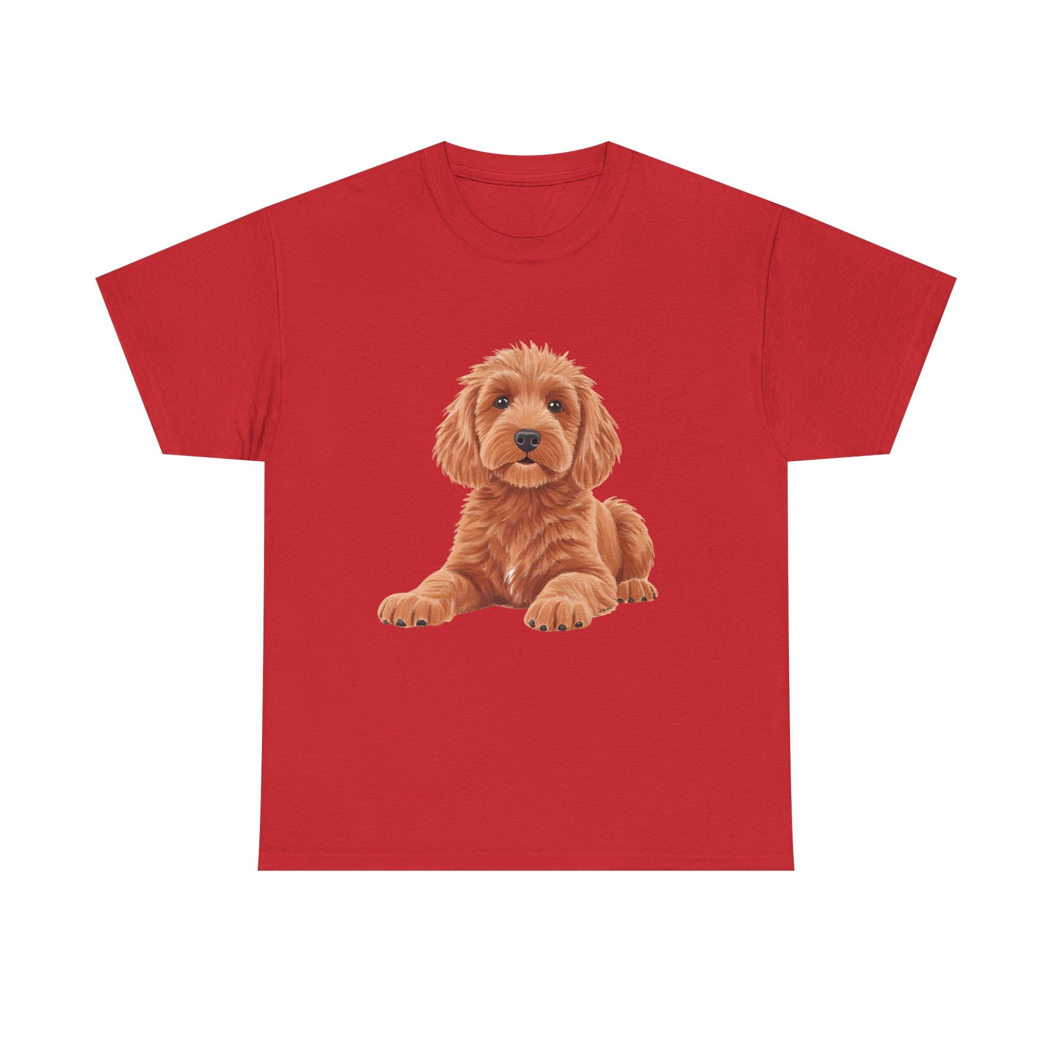 Brown Cockapoo Printed T-Shirt 100% Cotton Novelty Cute Dog Tee Gift Red