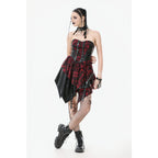 Dark in Love Red Tartan Corset Punk Dress with Handkerchief Skirt