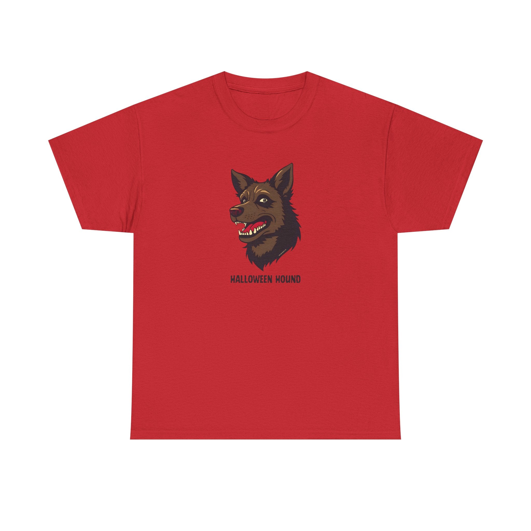 Halloween Hound Printed T-Shirt 100% Cotton Novelty Scary Halloween Dog Tee Red