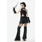 Dark in Love Morrigan One-Shoulder Lace Goth Top in Black