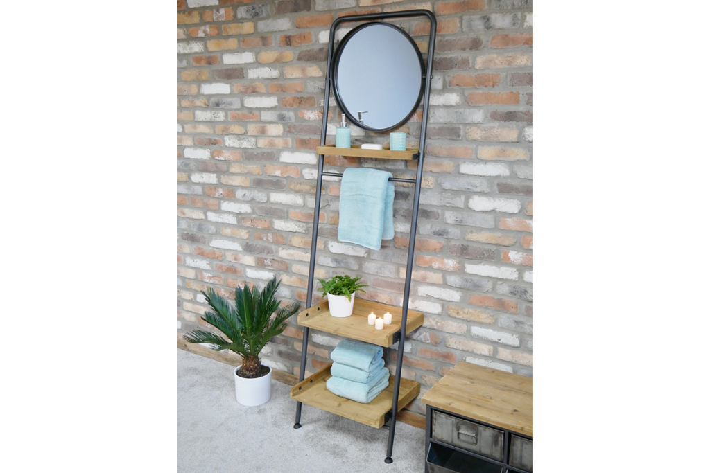 Industrial Shelves & Mirror