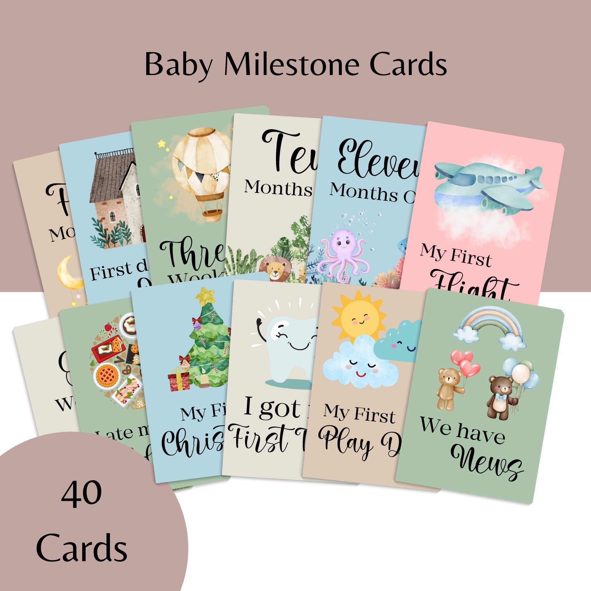 40 Baby Milestone Cards Pack