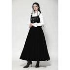 Dark in Love Lux Black Velvet Horn Embroidery Maxi Dress