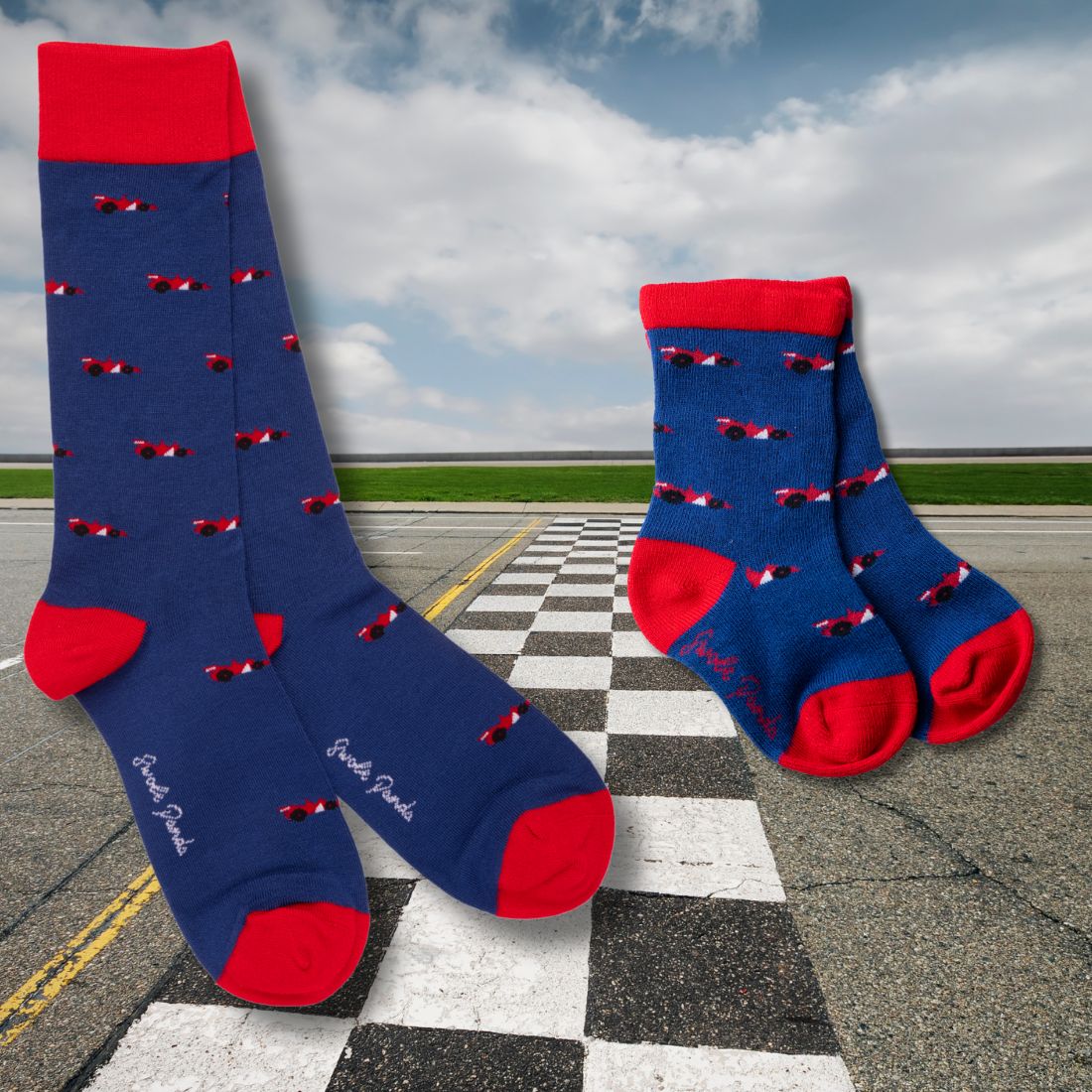 Racing Cars Matching Bamboo Socks (Adult & Child) UK 7-11 (US 8-12 EU 40-47)