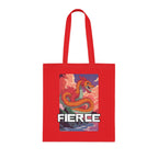 Fierce Anime Dragon Printed Cotton Tote Bag Reusable Shopping Bag Japanese Anime Art Gift One size Red
