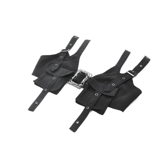 Dark in Love Evangeline Buckled Utility Crop Top in Black