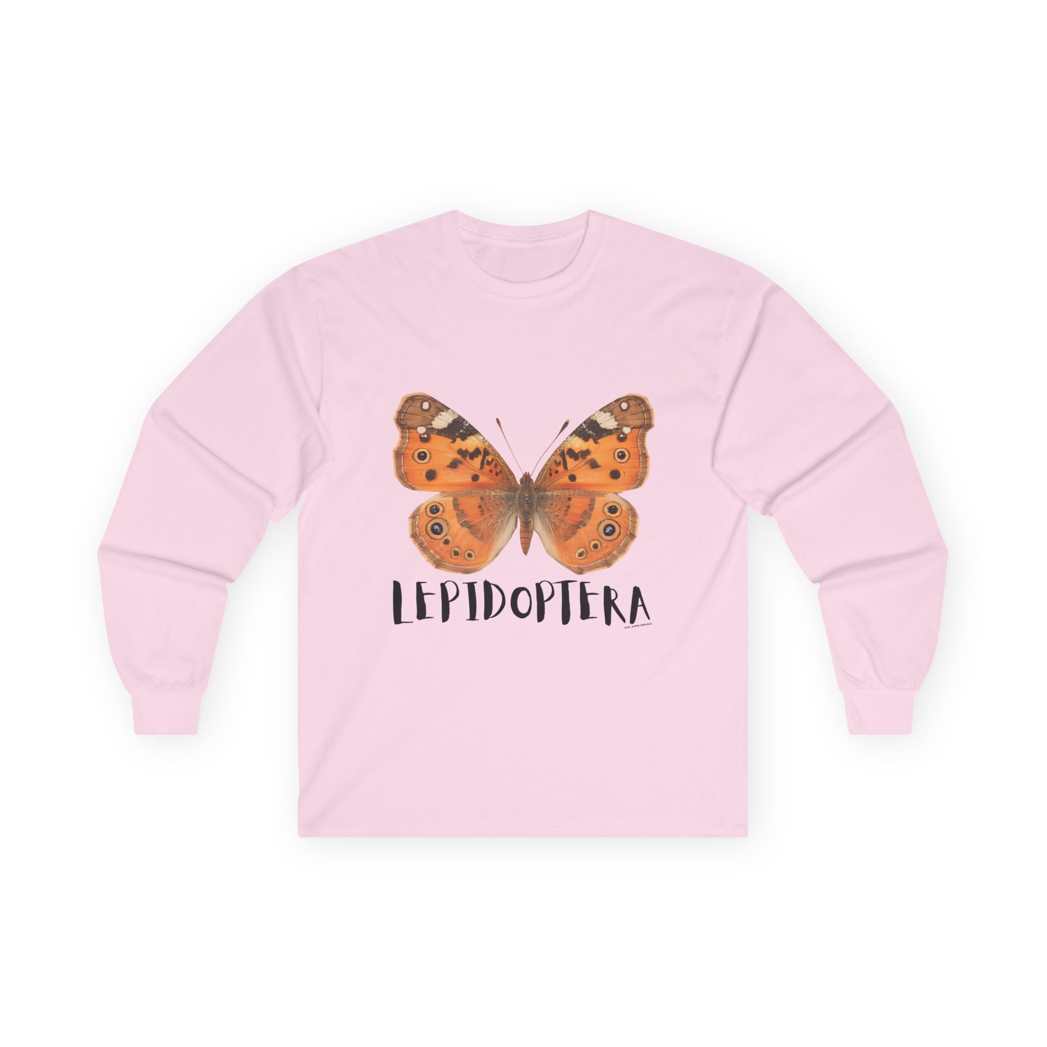Lepidoptera Butterfly Long Sleeve Tee 100% Cotton Retro Insect Order T-Shirt Gift Light Pink