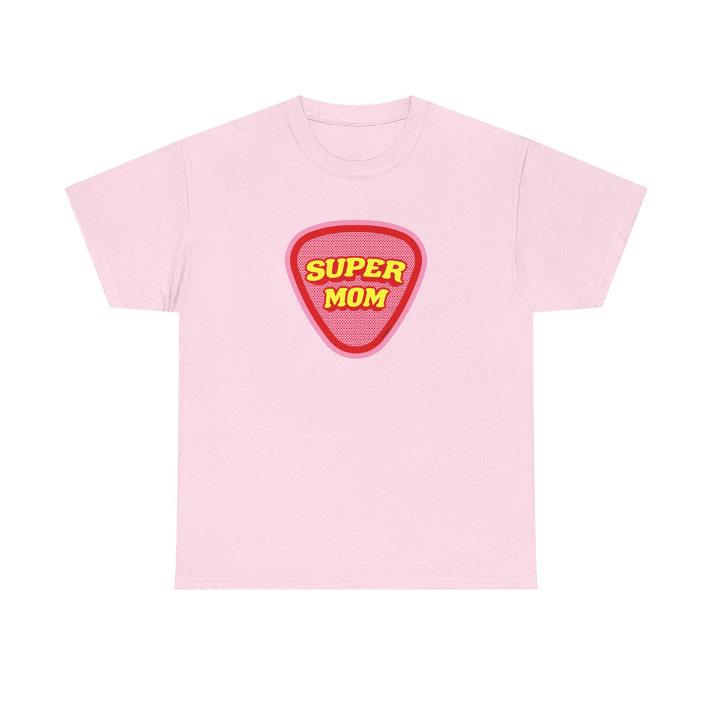 Super Mom Printed T-Shirt 100% Cotton Novelty Mum Mom Tee Birthday Mother's Day Gift Light Pink