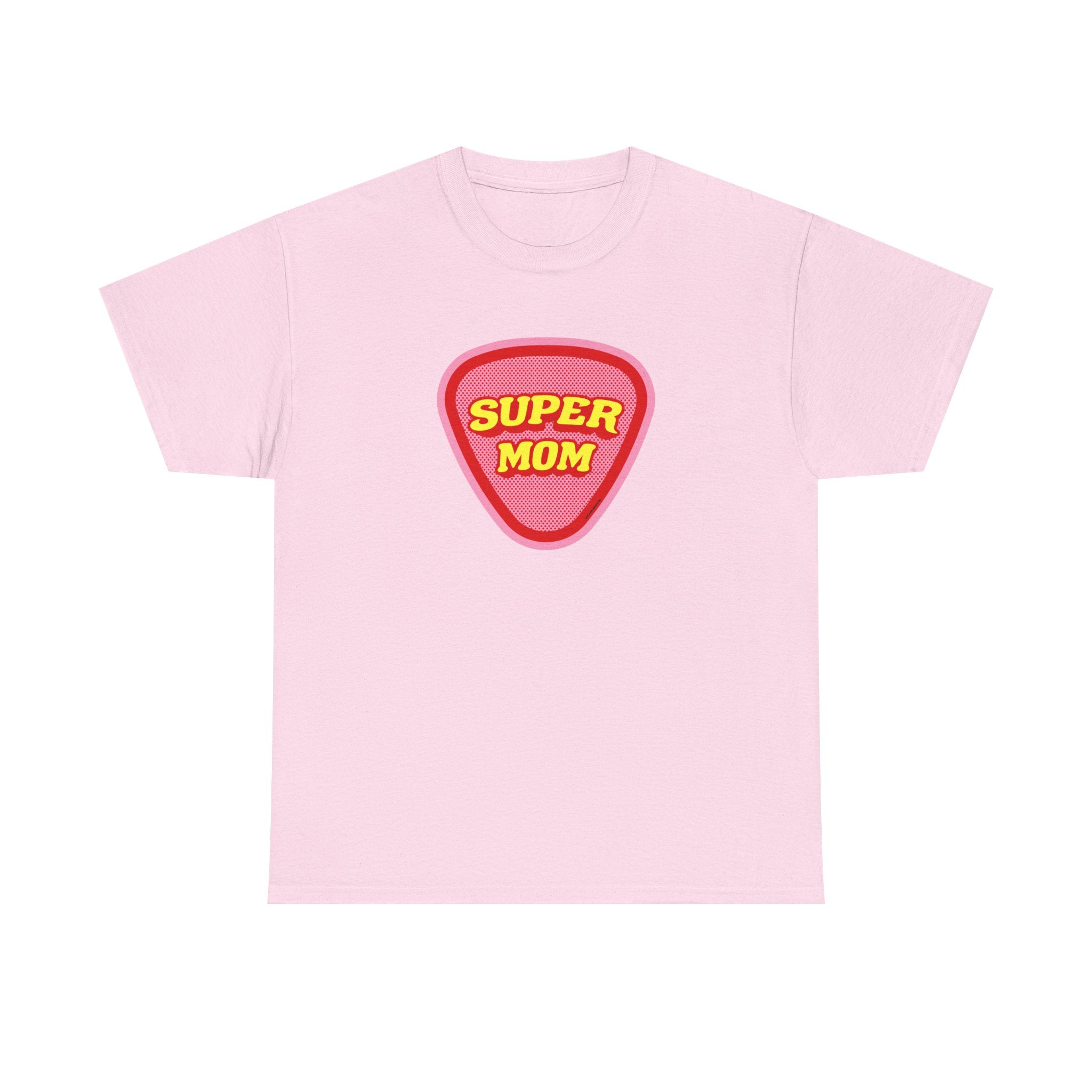 Super Mom Printed T-Shirt 100% Cotton Novelty Mum Mom Tee Birthday Mother's Day Gift Light Pink