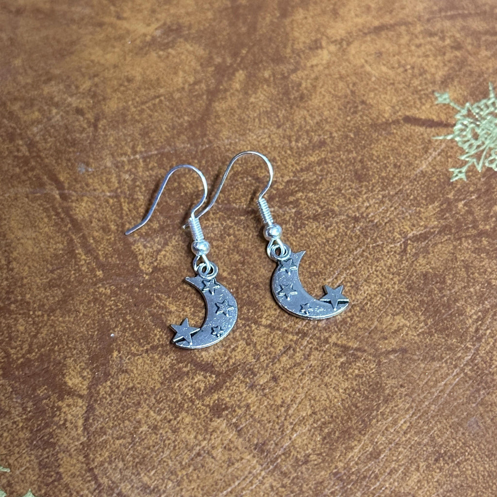Moon Star Charm Drop Earrings