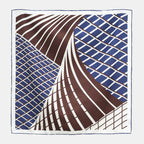 Kanagawa Wave Silk Scarf - 65cm Double-Sided Print Men's Neckerchief with Hand-Rolled Edges