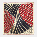 Kanagawa Wave Silk Scarf - 65cm Double-Sided Print Men's Neckerchief with Hand-Rolled Edges