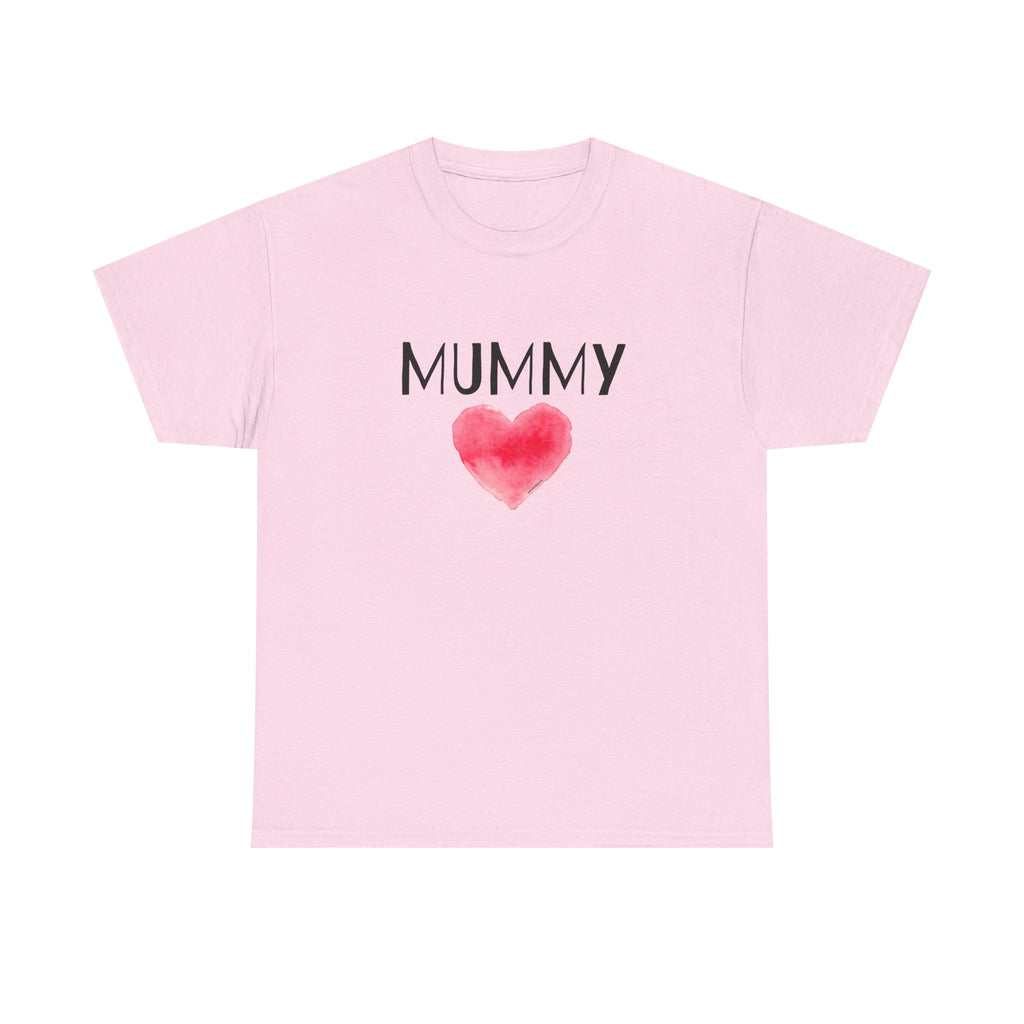 Mummy Heart Printed T-Shirt 100% Cotton Novelty Mum Mom Tee Birthday Mother's Day Gift Light Pink