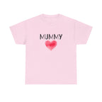 Mummy Heart Printed T-Shirt 100% Cotton Novelty Mum Mom Tee Birthday Mother's Day Gift Light Pink