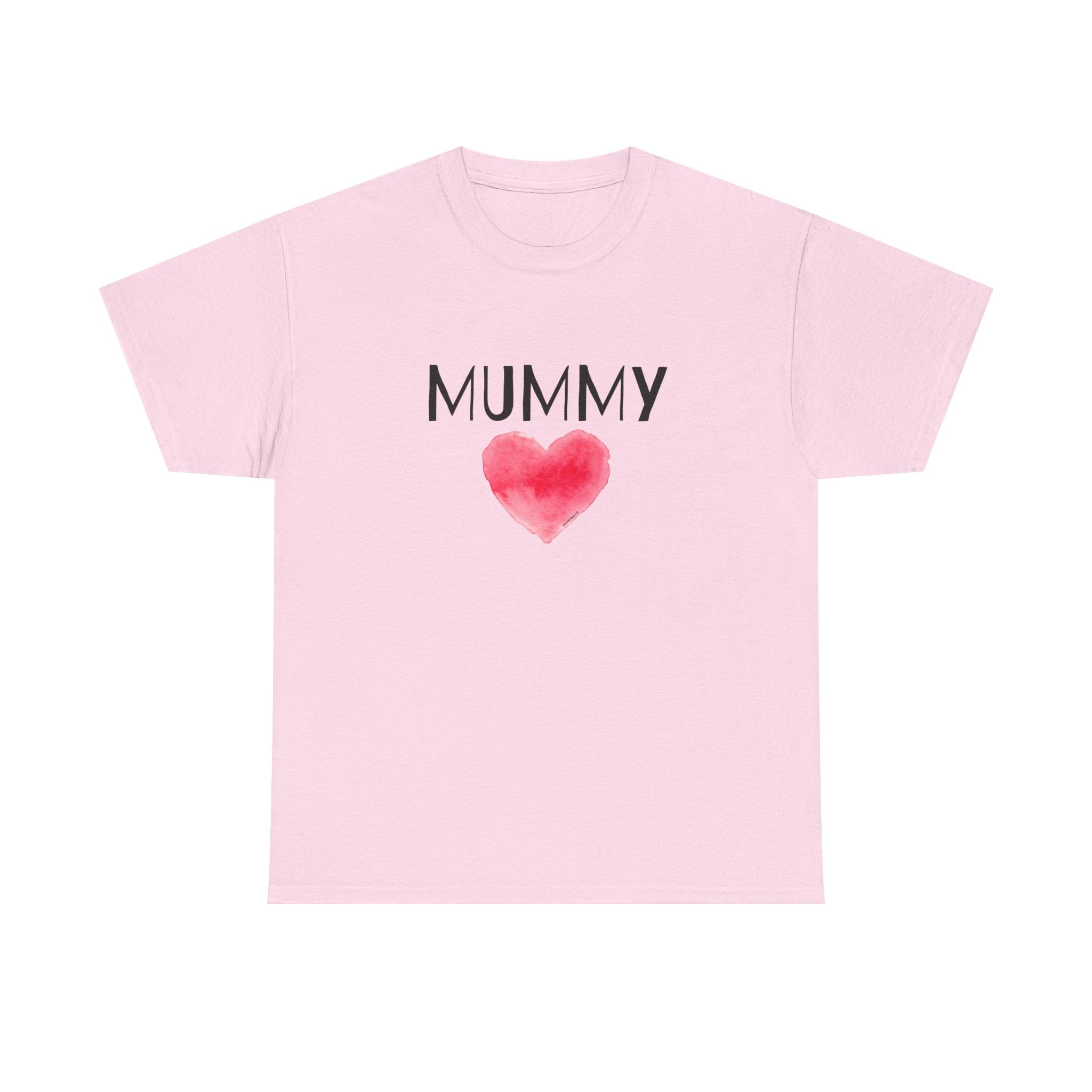 Mummy Heart Printed T-Shirt 100% Cotton Novelty Mum Mom Tee Birthday Mother's Day Gift Light Pink