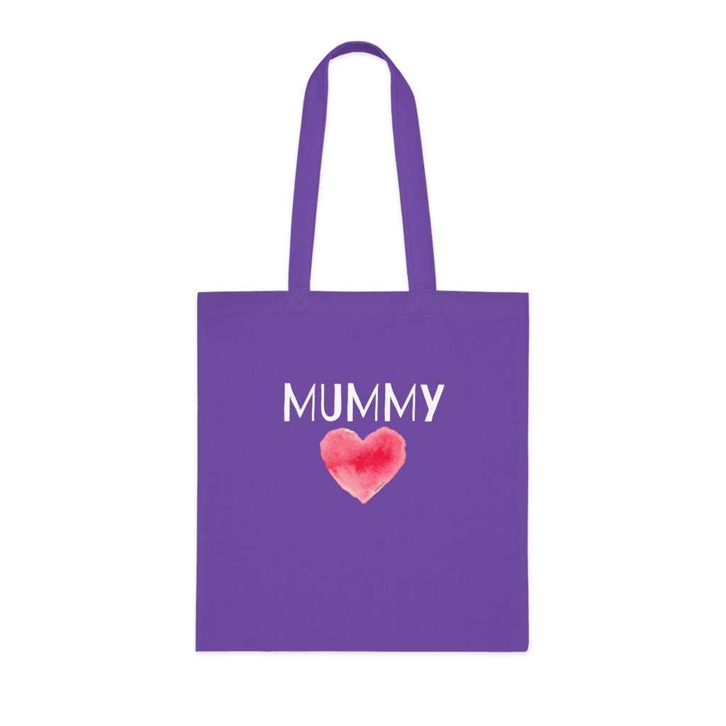 Mummy Heart Printed Cotton Tote Bag Reusable Shopping Bag Mum Mom Mother's Day Gift One size Lavender