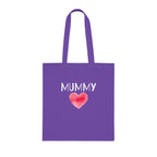 Mummy Heart Printed Cotton Tote Bag Reusable Shopping Bag Mum Mom Mother's Day Gift One size Lavender