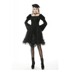 Dark in Love Melisandre Embroidered Velvet Mesh Goth Skirt in Black