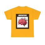 Mindworms Brain Printed T-Shirt 100% Cotton Weird Retro Novelty Worms Tee Gold