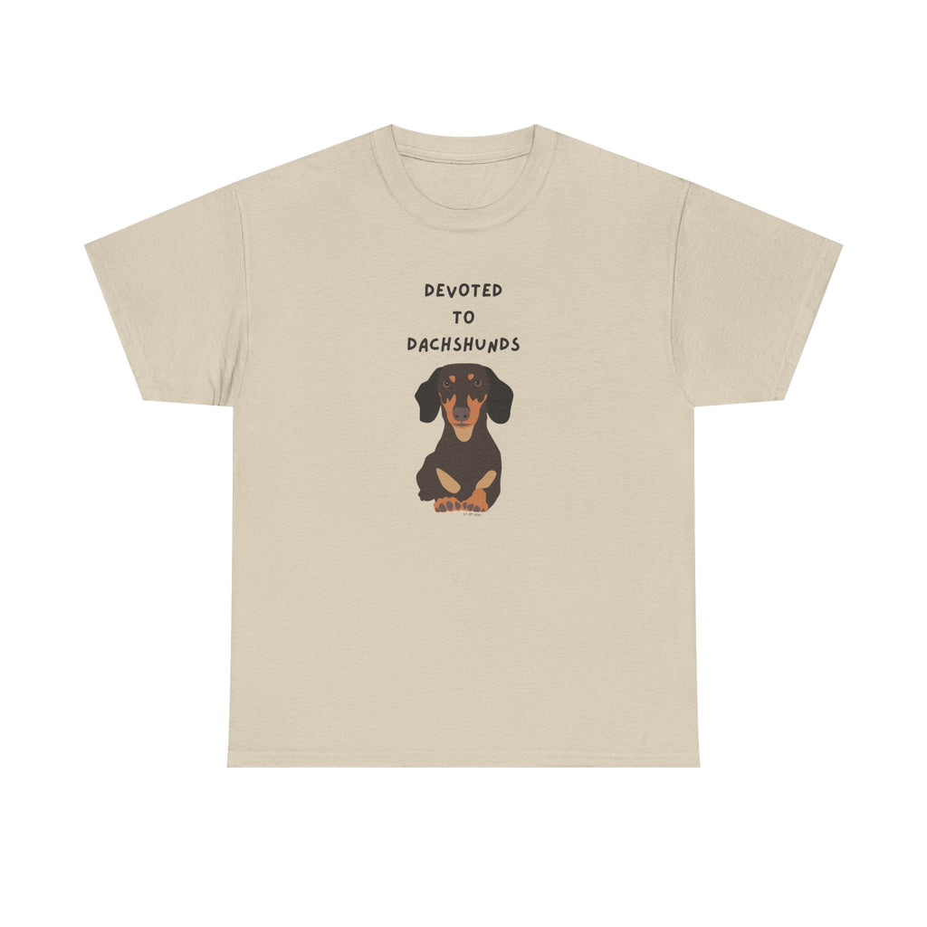 Devoted To Dachshunds Sausage Dog Printed T-Shirt 100% Cotton Novelty Cute Dog Tee Gift Sand