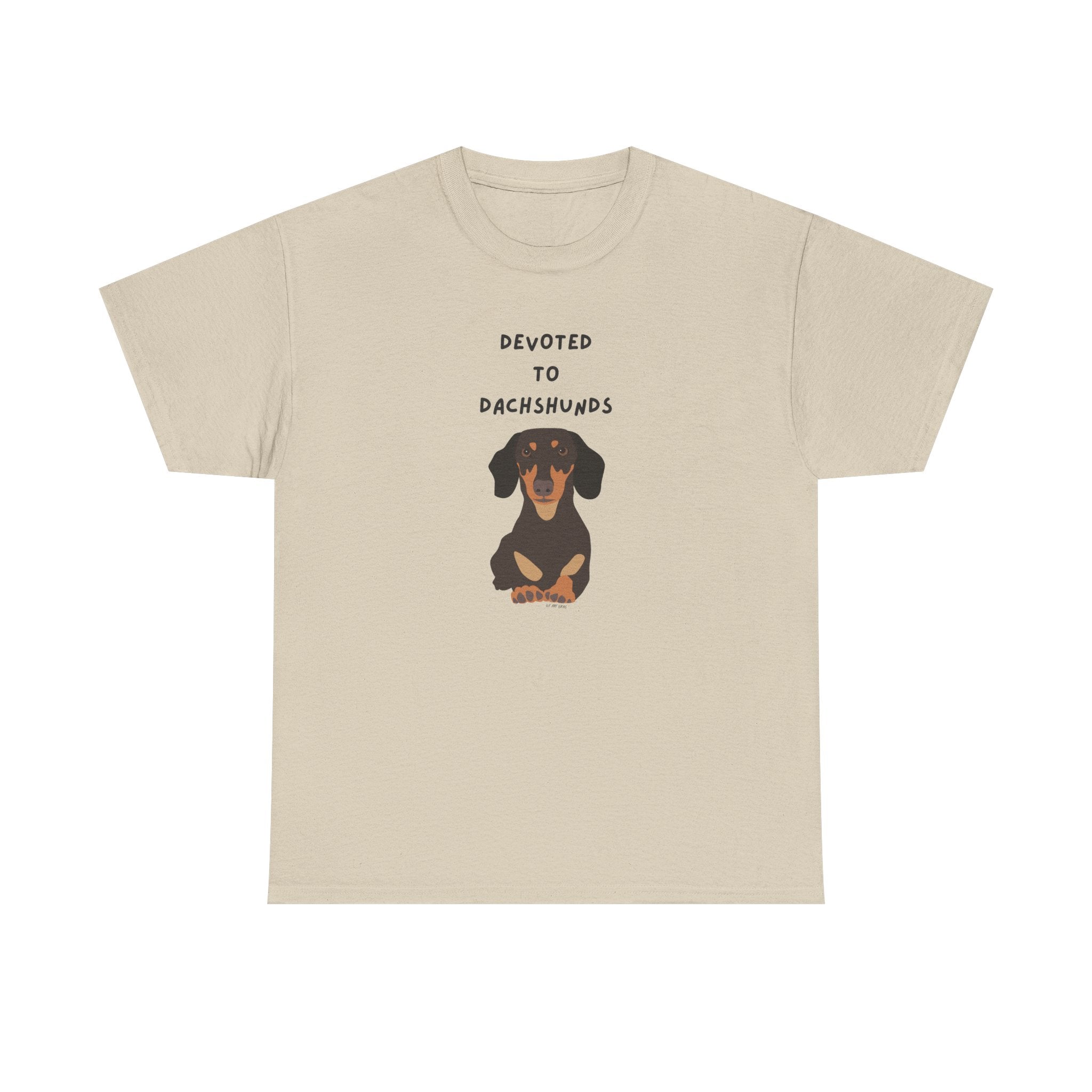 Devoted To Dachshunds Sausage Dog Printed T-Shirt 100% Cotton Novelty Cute Dog Tee Gift Sand